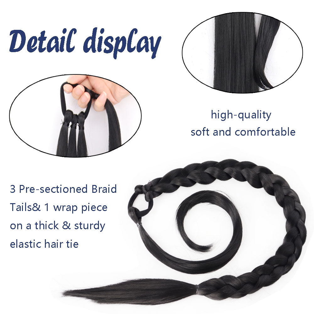 MERISIHAIR Ponytail Extensions Synthetic Boxing Braids Ponytail Hair Rope For Women High Temperature Fiber Black Brown Ponytail c9e26
