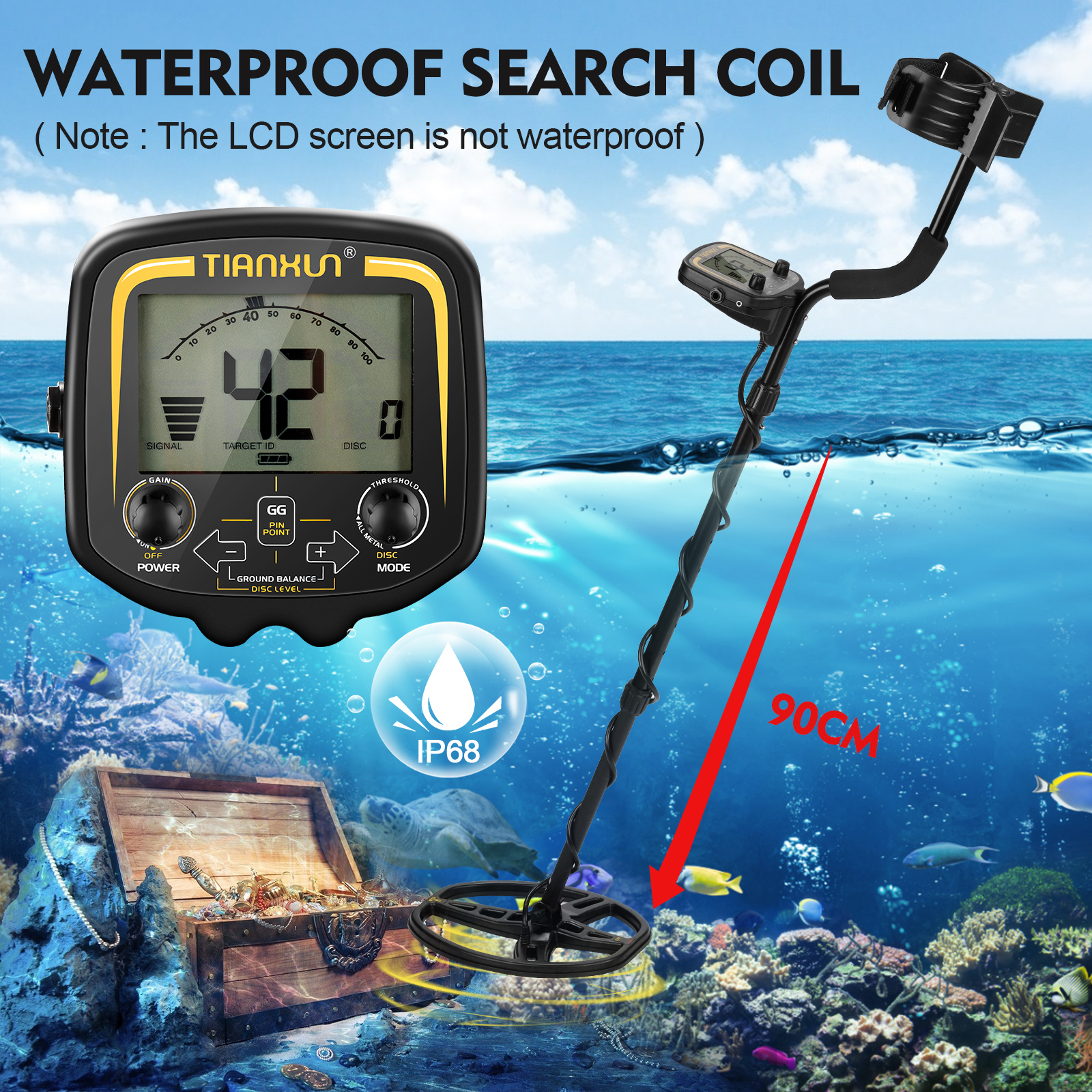 TX 850 Waterproof Professional Underground Metal Detector 12 Inch Bigger Coil Gold Digger Treasure Hunter Detecting Equipment