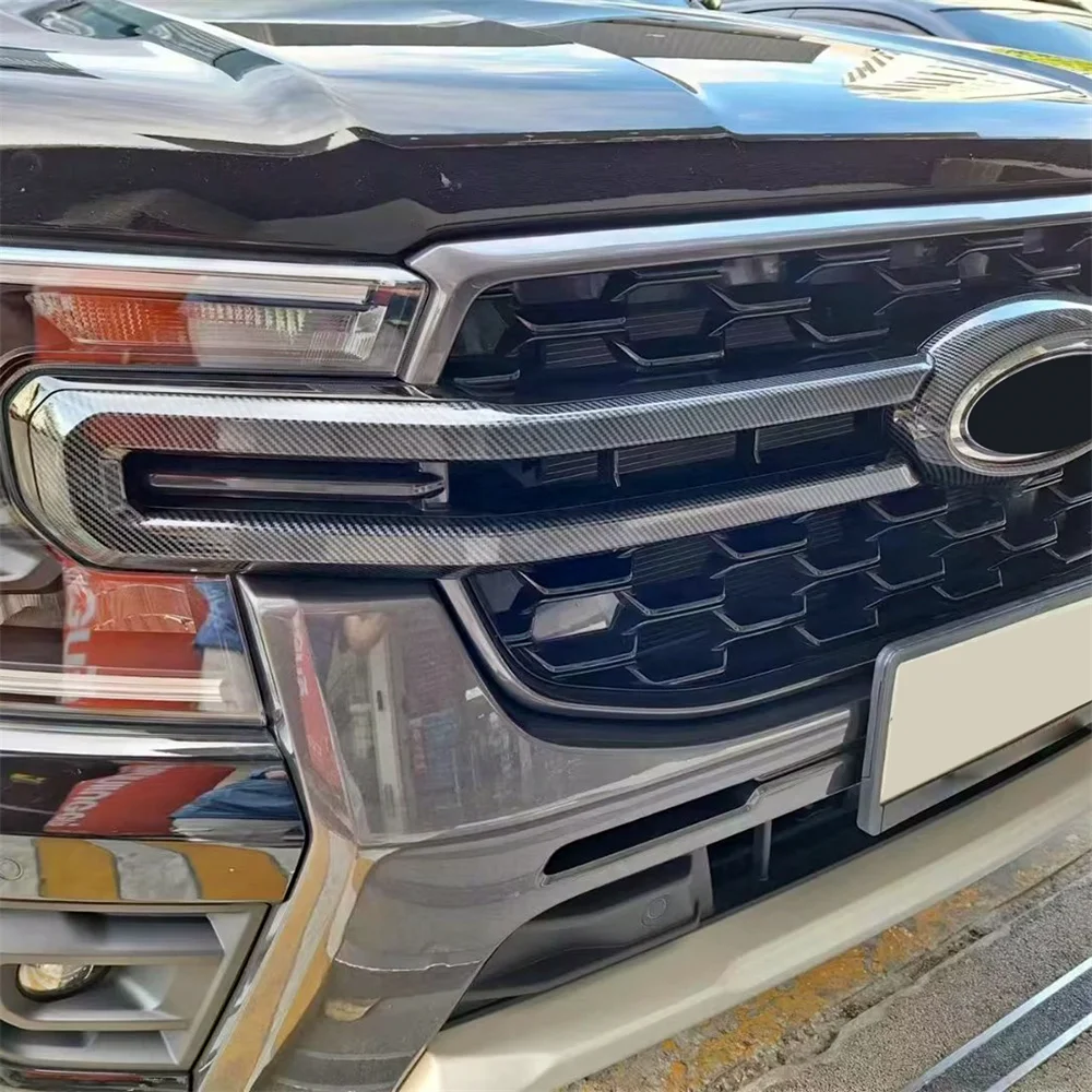 for Ford Ranger WILDTACK, XTL ,XL, XLS 2023 2024 Car Exterior Front Center Grill Grille Strip Molding Trim ABS Plastic 4pcs