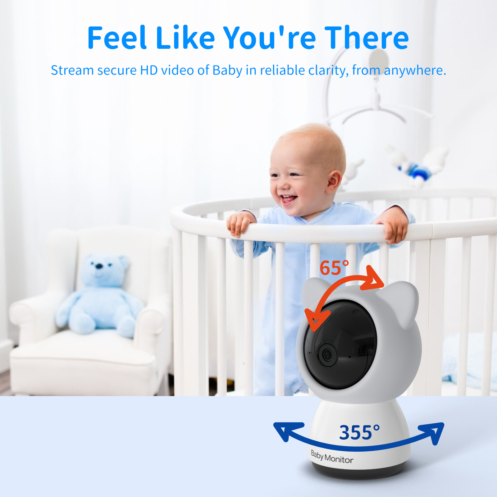 Wouwon 3mp 2k moniteur bébé babyphone caméra vidéo baby caméra bebe nanny hd 5 pouces lcd bise