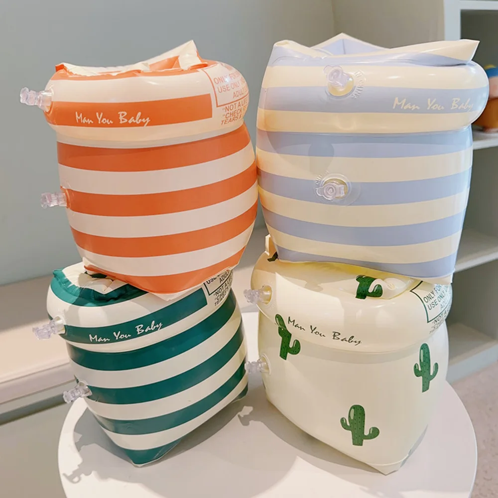 Arm Swimming Circle 1Pair Double Air Bag Iatable Swimming Pool Arm Floaters PVC Printed Adult Kids Swimming Accessories smile