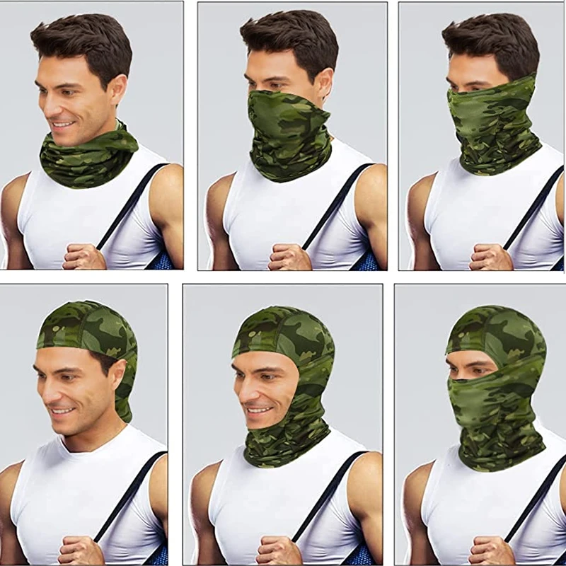 Mask Digital Camo Face Bandana Balaclava Hood Headwear for Men Tactical Training Cycling Ski Wind Covering Neck Gaiter smile