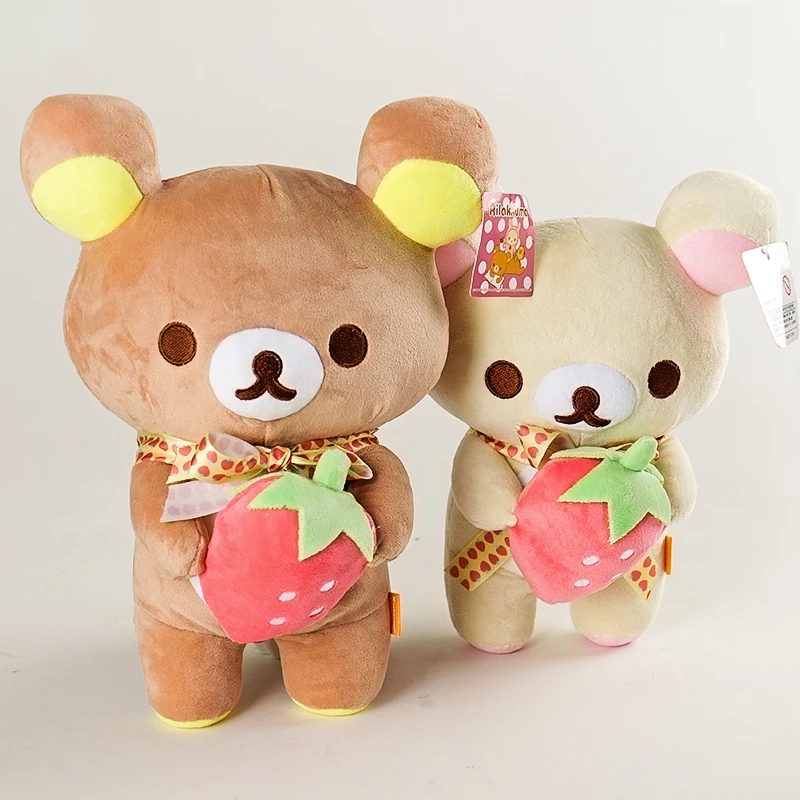Rilakkuma Plush Lovely Animal Strawberry Teddy Bear Stuffed Doll Kuma Plushies Kawaii Room Deocr Toys Car Backrest Gift for Kids