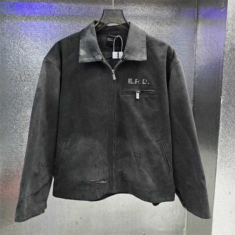 Men's Jackets Winter black erd denim retro damaged loose casual mens jacket J241109