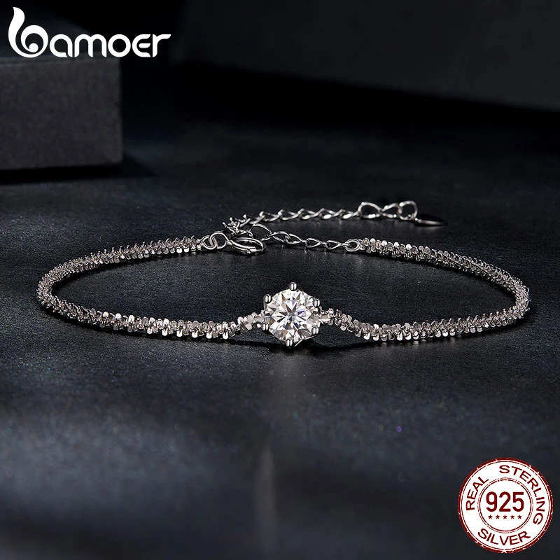 round white womens bracelet 1 laboratory grown diamond 925 sterling silver elegant bracelet 241108