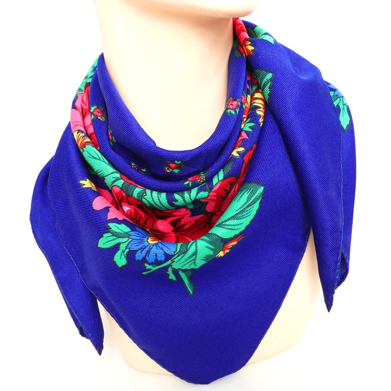 Flower Bandana Vintage Print Boho Square Scarf Neckerchief Women Head Wraps Turban Hijab Ethnic Handkerchief ddmysmile Shawl Headscarf Smile