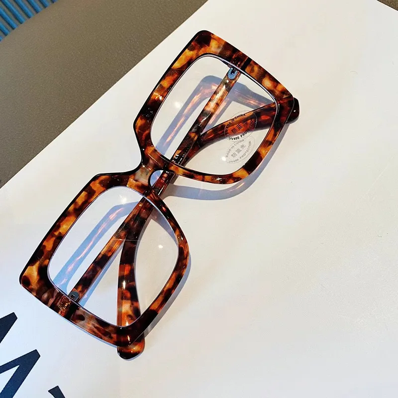 Oversized Eyeglasses Frames For Women Men Trendy Classic Square Transparent Computer Glasses Anti Blue Light Clear Lens Eyewear