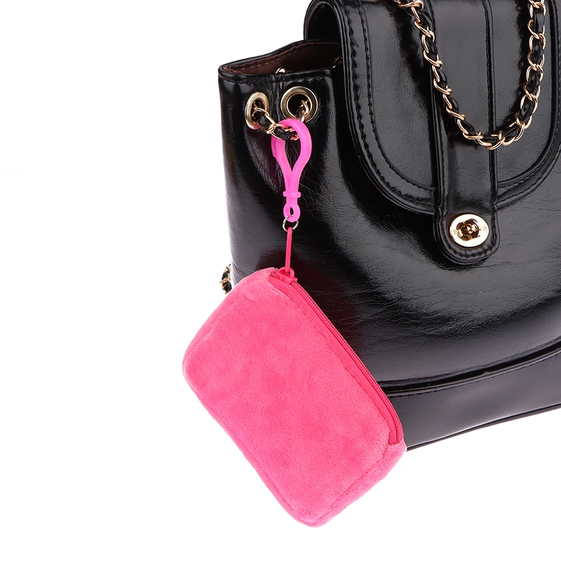 Color Candy Plush Cute Coin Purse Women Minimalist Square Change Pouch Wallet Headphone Bag Key Holder smile