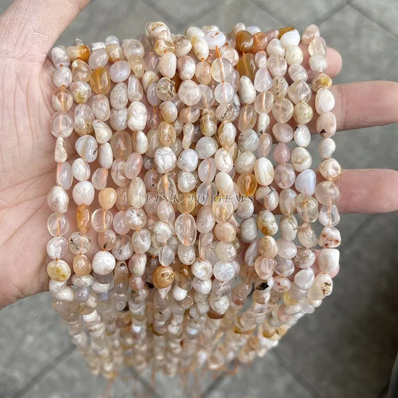 6-8mm Natural Cherry Agate Irregular Shape Beads Loose Spacer Sakura Bead For Jewlery Making Diy Necklace Bracelet Ear Stud