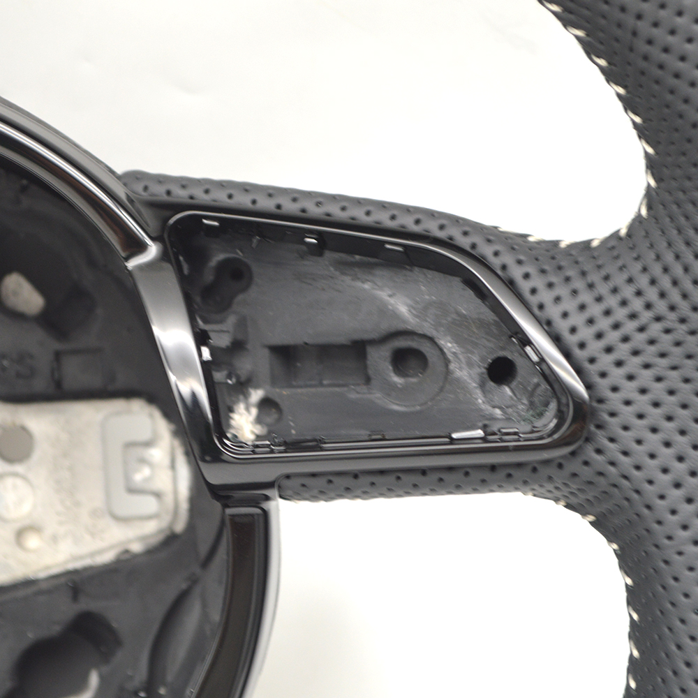 For Audi A4 B8 A5 A6 A7 Q3 Q5 Q7 Black semi perforated multifunctional steering wheel without paddles or markings
