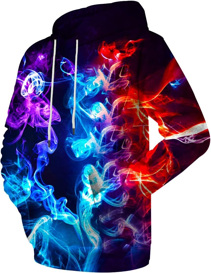 Hoodie for Mens Womens Unisex Graphic Print Hoodies 3D Colorful Novelty Design Long Sleeve Sweaters with Pocket Graphic Dreamy Starry Sky