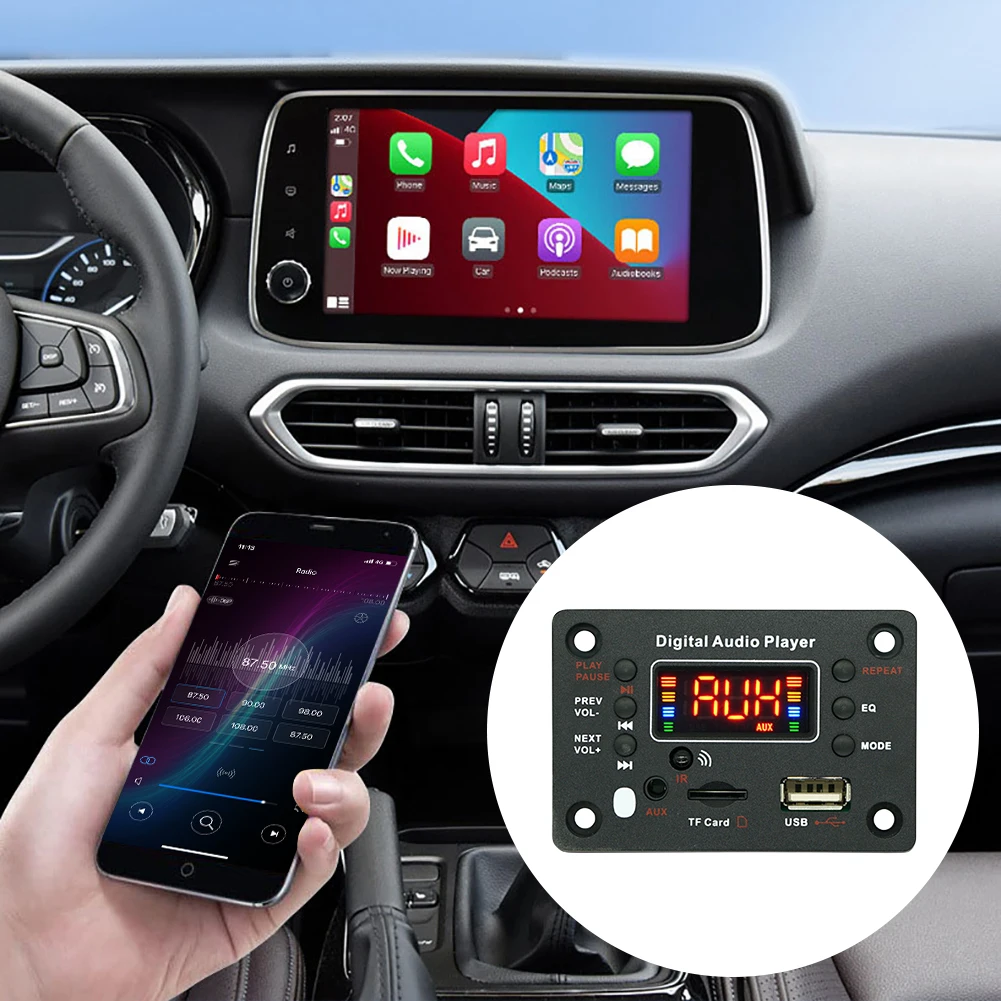 Car Audio USB TF AUX FM Radio Module MP3 Music Player Speaker DC 7V-12V Bluetooth 5.0 MP3 WMA Decoder Board with Remote Control