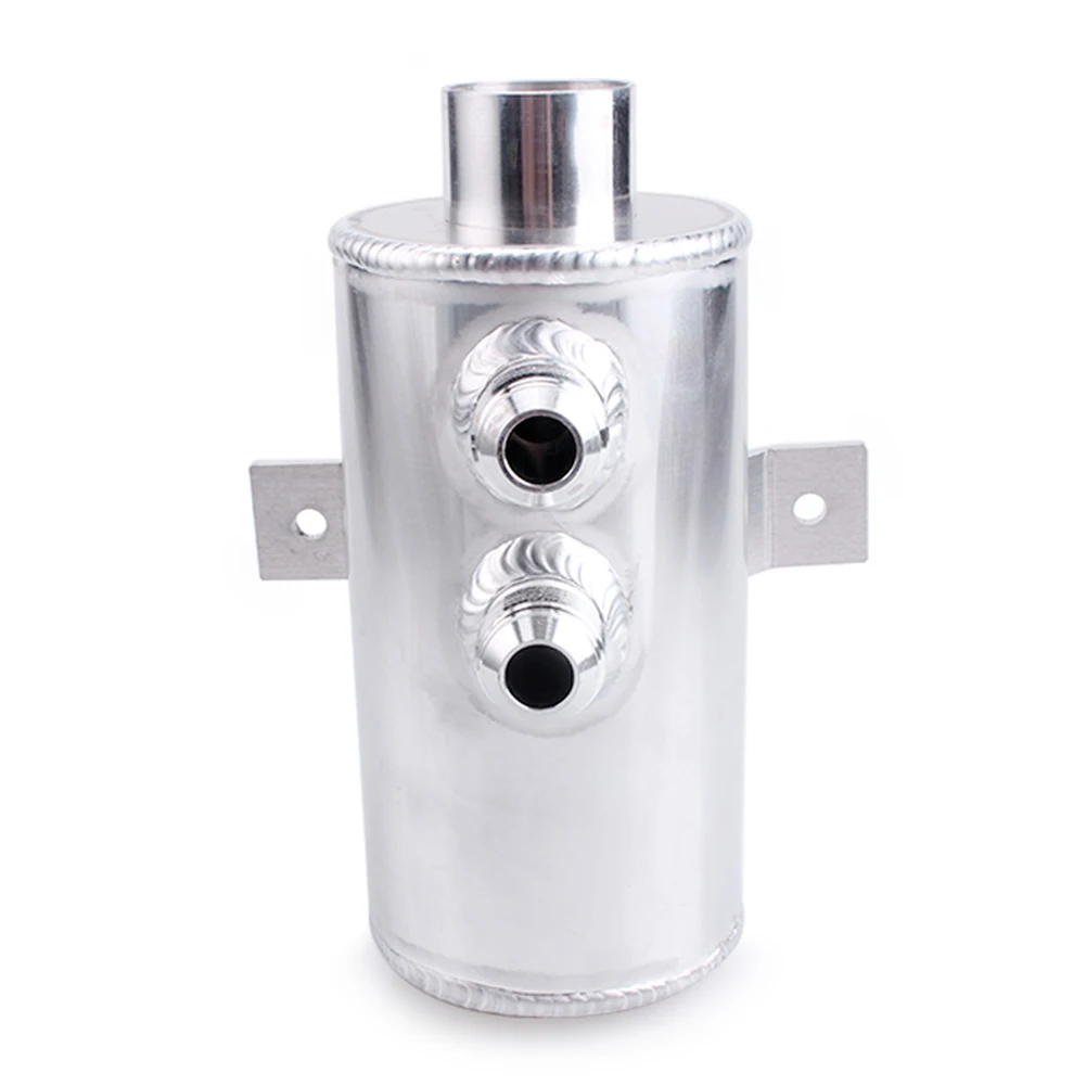 Oil Catch Can Tank with Breather Filter Aluminium 10 AN Round 750ml Brushed Baffled Universal Separator Bracket HS03