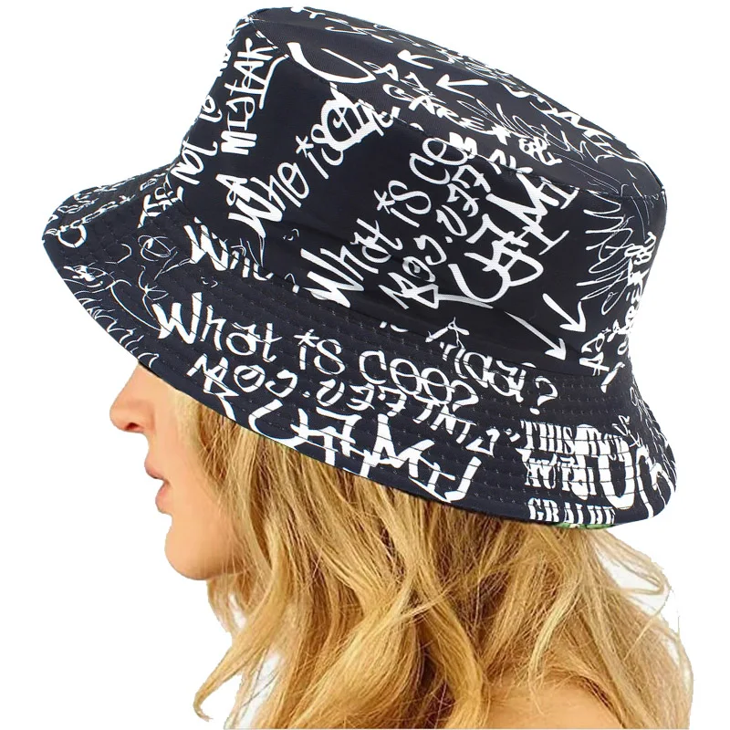 Fishman Bucket Hats ddmysmile Outdoor Cap Wide Brim Letters Pattern Beach Caps Men Women Summer Hat Chapeau Adult Buckets Sun Hat Smile