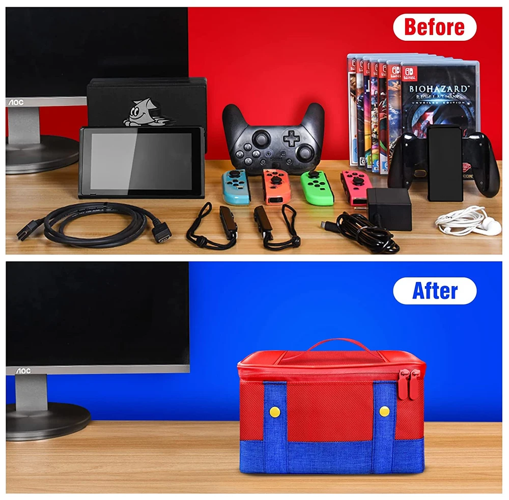 Storage Case Switch Carry Carrying Case for Nintendo Switch OLED Soft Shell Protective Travel Case Switch Console Pro Controller smile