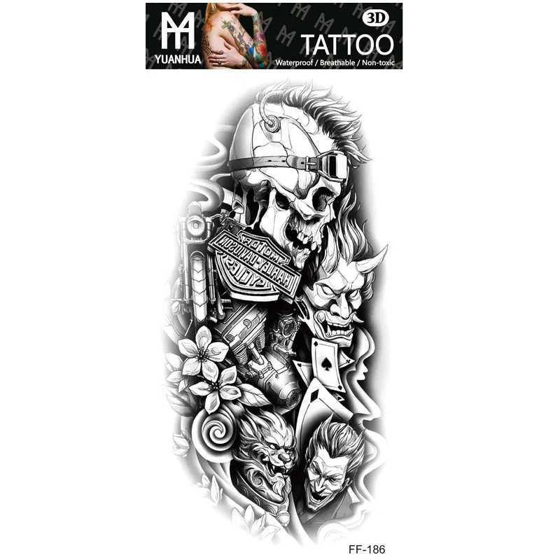 Size 208x95mm New Waterproof Animal Terrifying Temporary Tattoo Tiger Head Totem Tattoo Sticker W241109