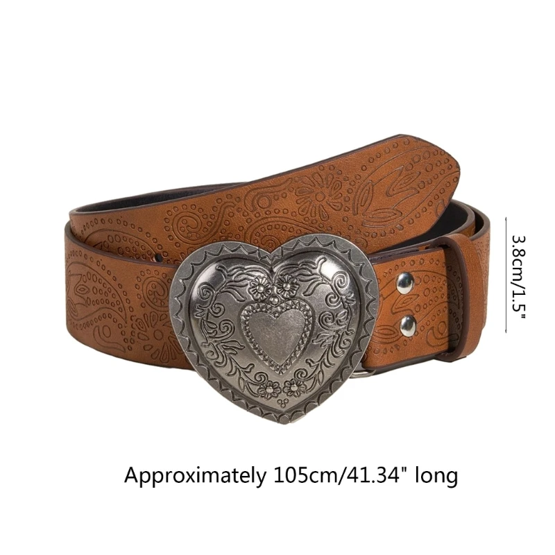 Waist Belts PU with Carved Heart Buckle Wide Adjustable Waist Belt Woman Girls Jeans Dresses Skirt Coat Waistband smile