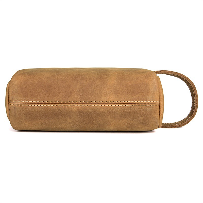 Genuine Leather Travel Cosmetic Bag For Men Travel Toiletry Bag Dopp Kit Organizer Large Capacity Vintage Crazy Horse Skin Bag