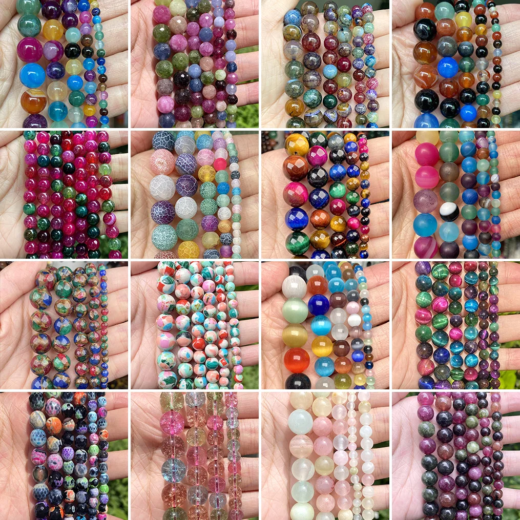 Natural Stone Beads 45 Styles Colorful Crystal Glass Jades Agate Beads Jewelry Making Findings DIY Handmade Bracelet Accessories