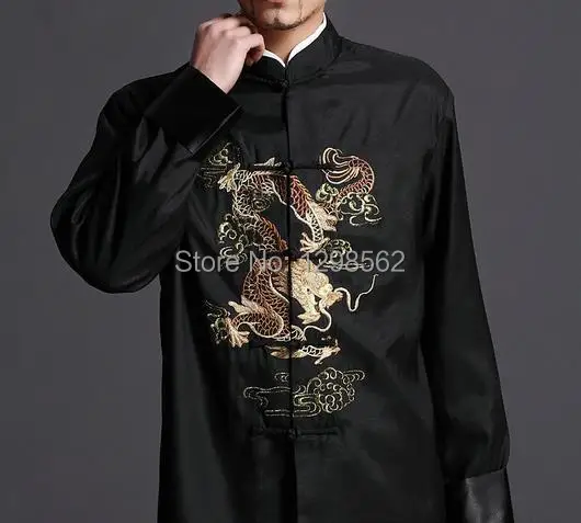 spring&autumn embroidered Men 4colors dragons host clothing uniforms martial arts coat jacketmale traditional Tang suits smile