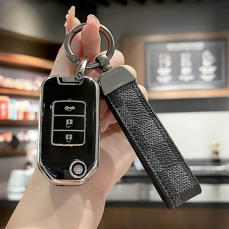 TPU Car Flip Key Case Cover Shell Fob For Honda Accord 2025 Civic Fit HRV new XRV CRV CR-V Crider Pilot Keychain Accessories