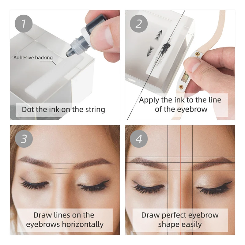 Microblading Permannet 2025 Makeup Bow and Arrow Line Ruler new Black Measuring Brow String Pre Inked Tattoo PMU for Mapping
