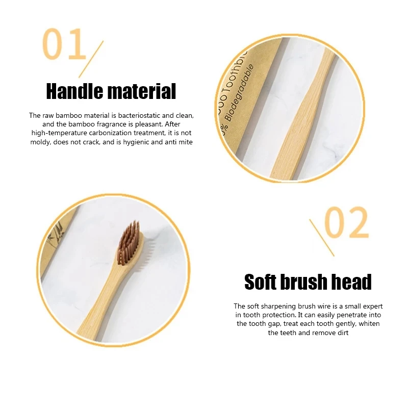 Bamboo Toothbrushes 100Pcs Eco Friendly Resuable Toothbrush 2025 Adult Wooden Soft Tooth Brush Eco new Friendly Vegan