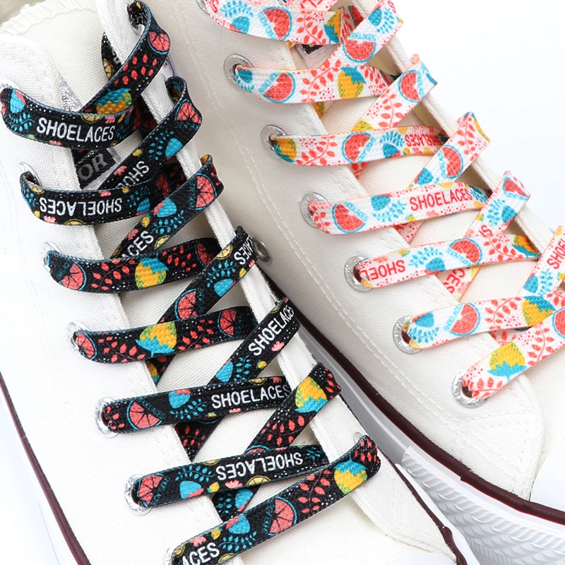 Canvas Casual Shoelaces Fruits Flat Shoe Laces for Sneakers Kids Women Man Shoelace Colorful Classic Shoe Lace Shoestrings 2pcs smile
