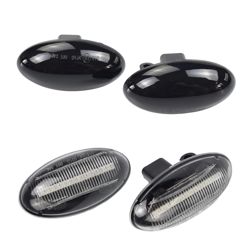 2pcs Dynamic Amber LED Flashing Turn Signal Light Side Marker Lamp For Peugeot 307 206 407 107 607 1007 4007 Citroen C1 C2 C3 C5