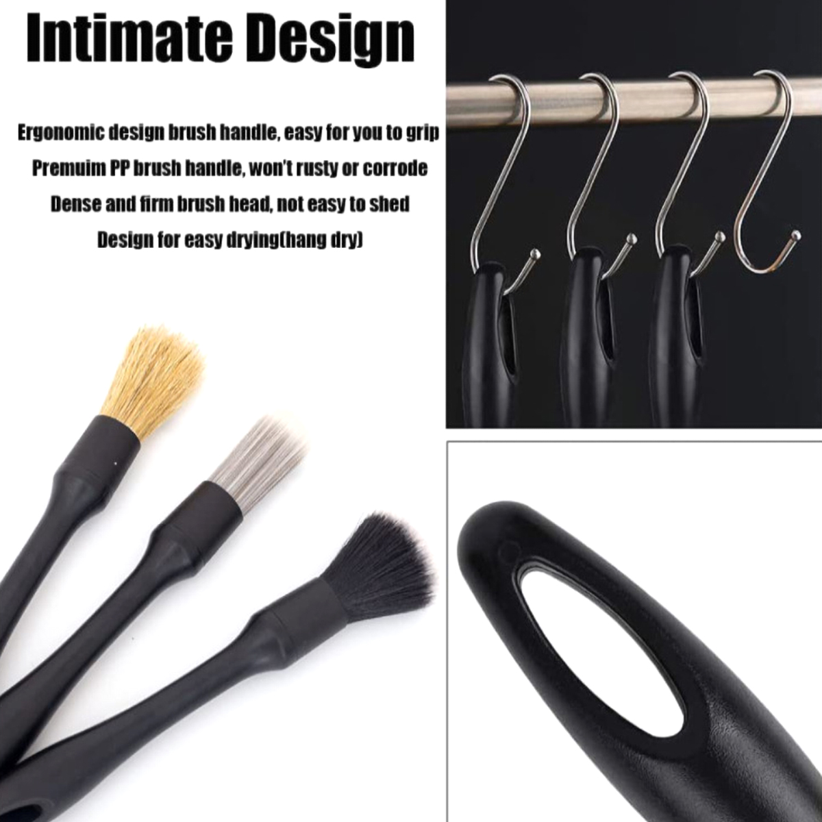 Detailing 3Pcs Brushes Car Set Soft Auto Detailing Brush Kit Interchangeable Different Sized Car Detail ddmysmile Cleaning Tool Smile