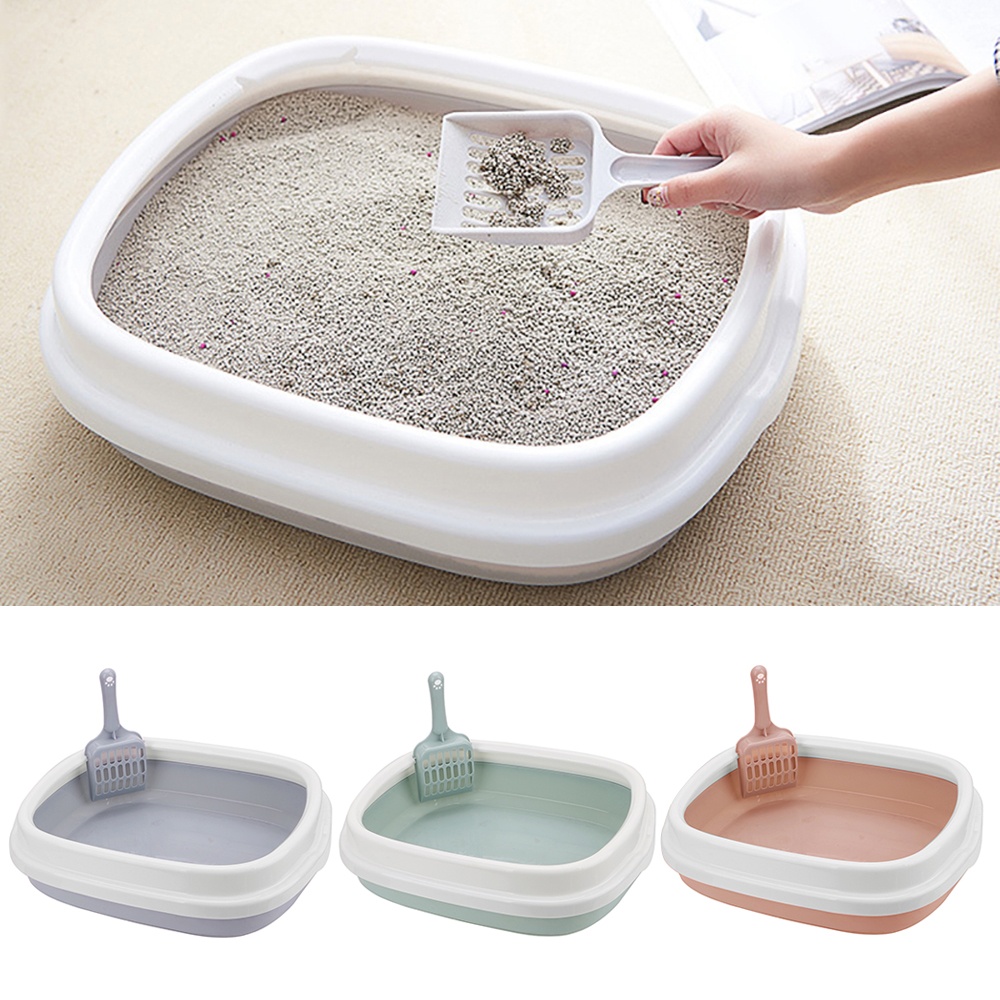 Cat Dog Tray with Scoop Excrement Training Sand Litter Box Pet Toilet Bedpan 1 Set Cat Litter Box Anti-Splash Dog Toilet