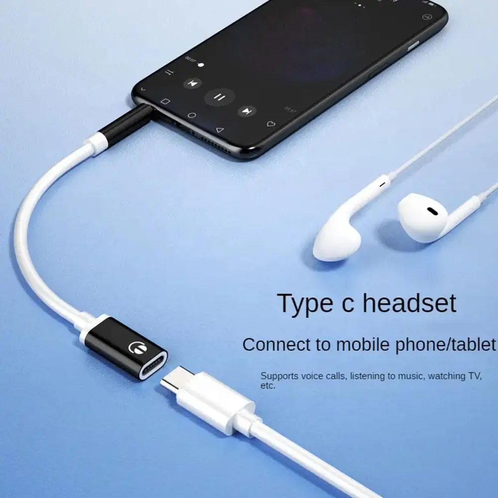 3.5mm Male To Type-c Female Headphone Aux Cable Converter Round Head Earphone Audio Adapter Cable 3 Color