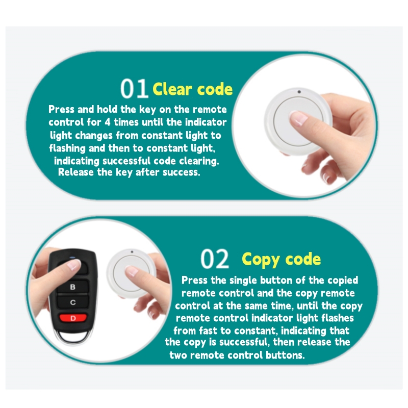 Transmitter Code ddmysmile 433Mhz Cloning Auto Copy 1Ch Remote Control Electric Garage Door Opener Remote Controller Duplicator Clone Smile