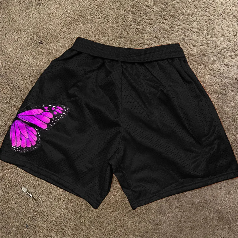Workout Mens Athletic Gym Shorts Y2K Butterfly Print Quick Dry Breathable Shorts with Pockets Jogging Running Activewear 5 Inch smile