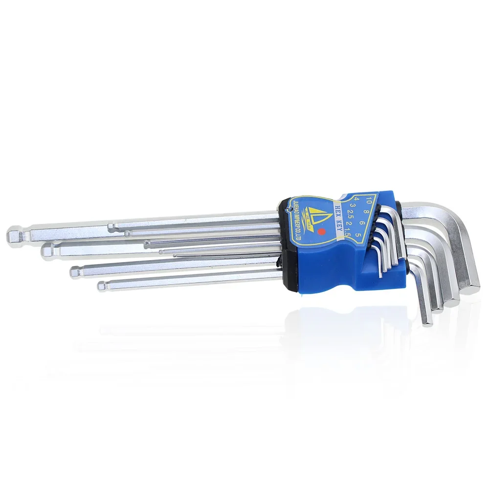 Allen 2025 Wrench Hex Key 9PCS Set METRIC SAE Standard Short Long Arm CRV new Steel For Bicycle Motorcycle Repair Tools