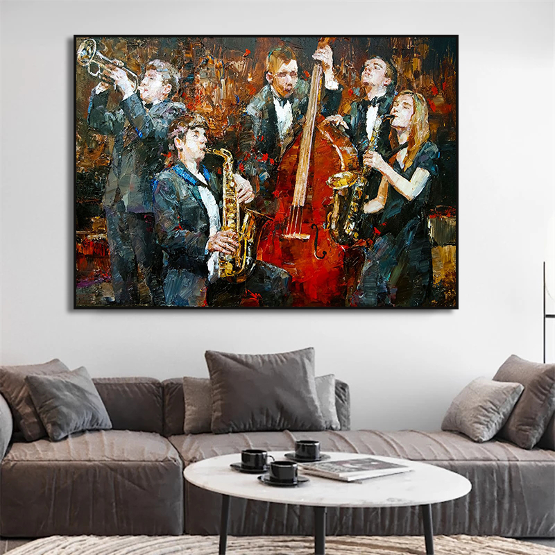 Music Jazz Saxophone Violin Cello Guitar Piano Vintage Art Posters Canvas Oil Painting Wall Prints Pictures for Room Home Decor