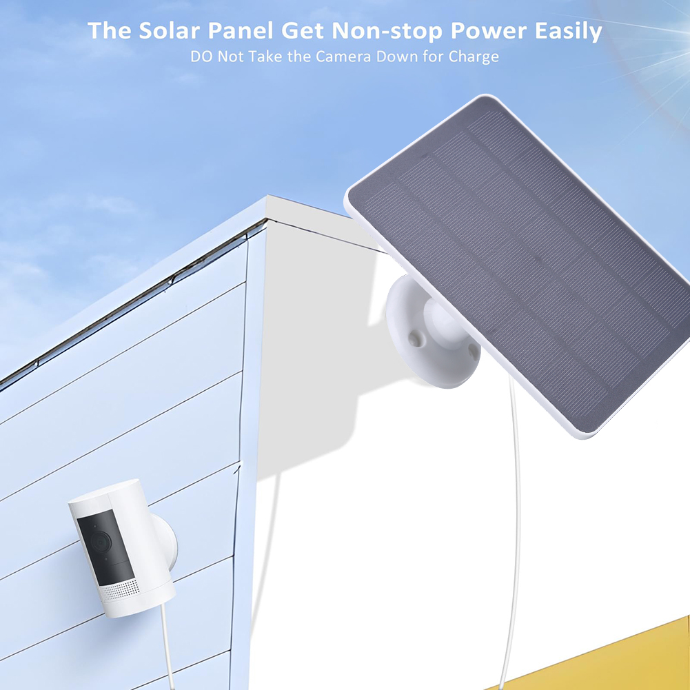 20W IP Security Camera Charger DC3.5x1.35-port Solar Panel Charger 360 Rotating for Ring Spotlight Camera/Ring Stick Up Camera