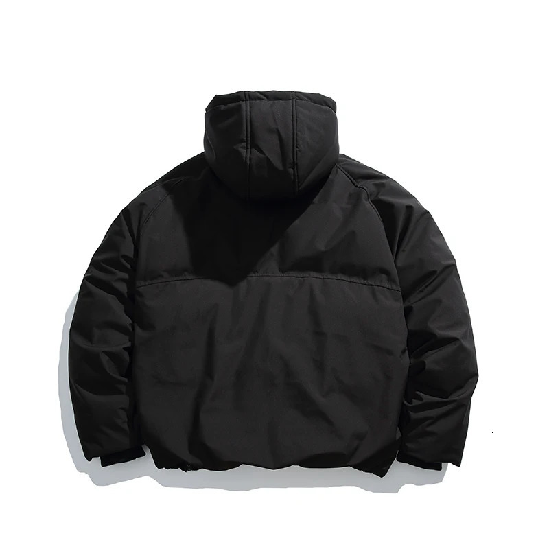 Winter Skiing Parka Jacket Mens Fashion Loose Cotton Hooded Jacket Cityboy Streetwear Hooded Parkas Jacket Outcoat 241108