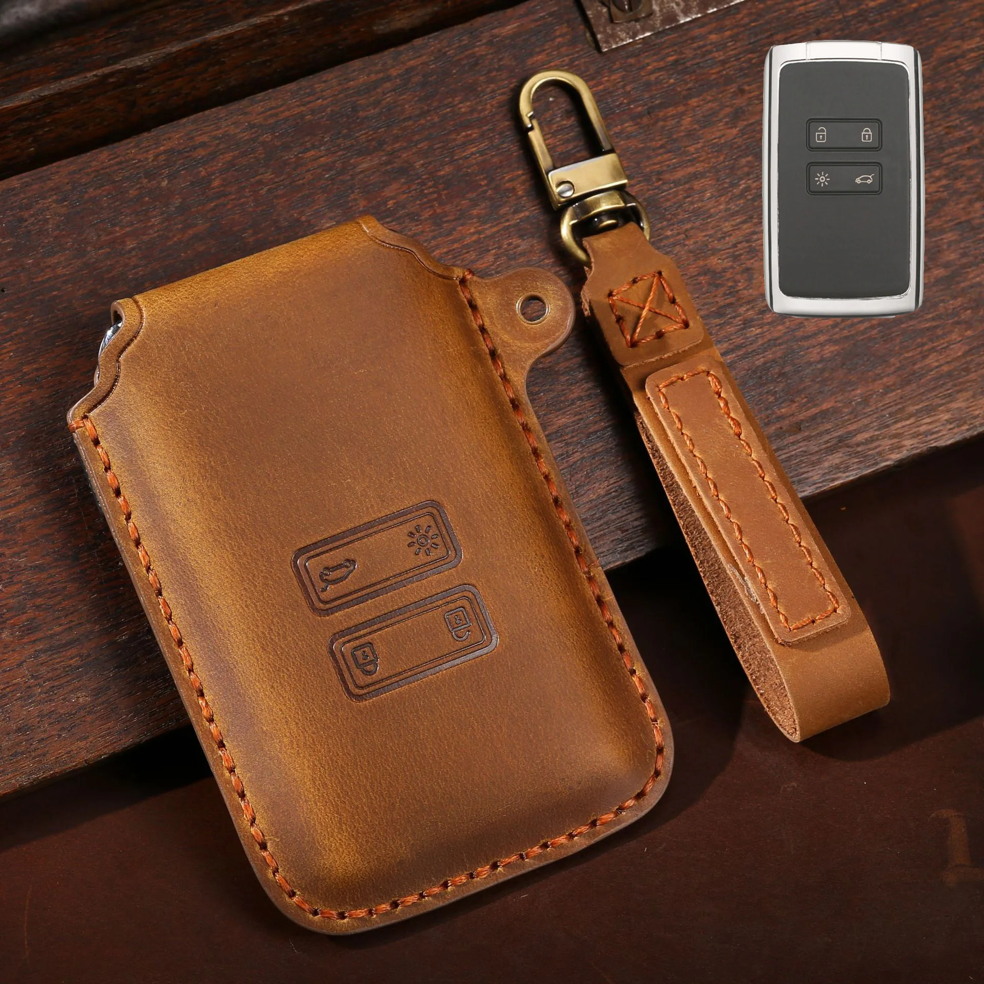 Horse Leather Car Crazy Key Case Cover For Renault ddmysmile Duster Kaptur Clio Captur Logan Megane 2 3 Laguna Fluence Zoe Koleos Scenic D Smile