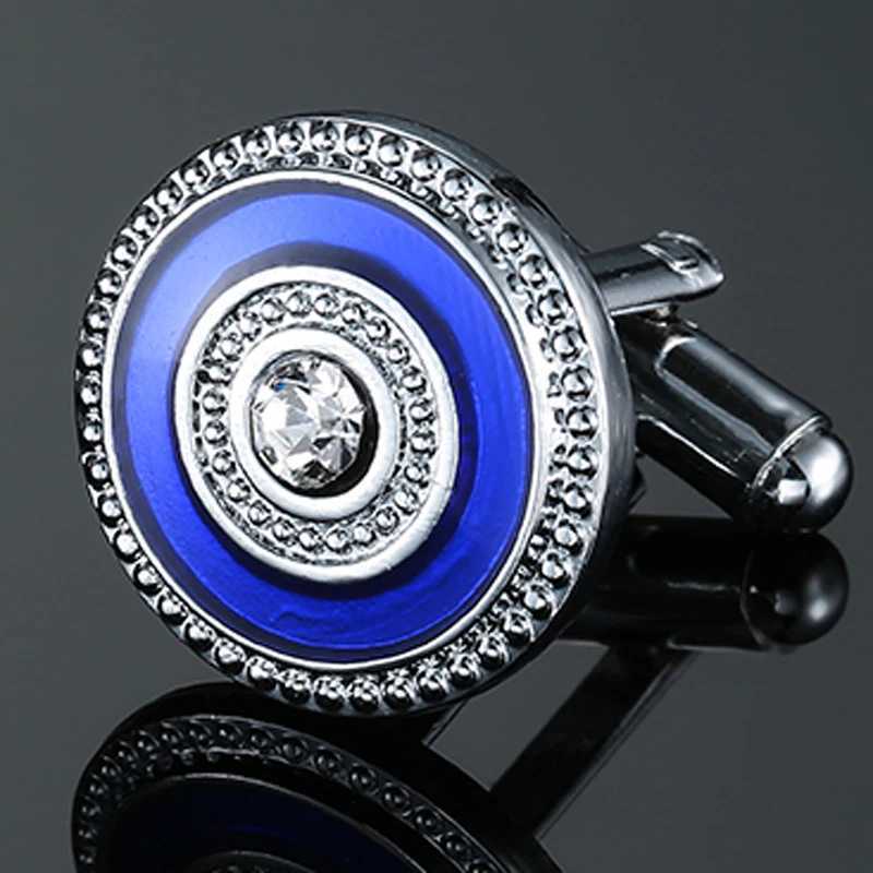 New luxury design hand woven round zircon crystal cufflinks for high-end mens French shirt cufflinks W241109