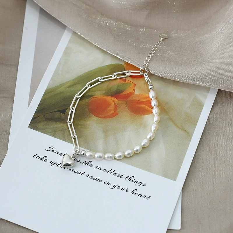Natural ASHIQI Korean Style Freshwater Pearl Necklace Sterling Sier ing Bracelet Jewelry for Women smile
