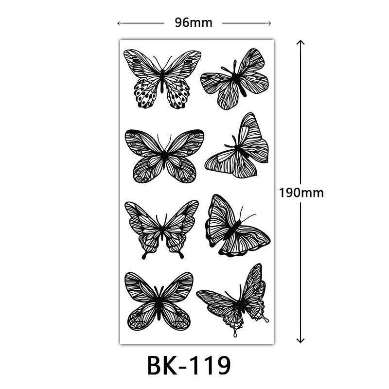 Black Large Flower Fake Tattoo Sticker Female Rose Peony Temporary DIY Water Transfer Tattoo Girl Hands Back Body Art W250410