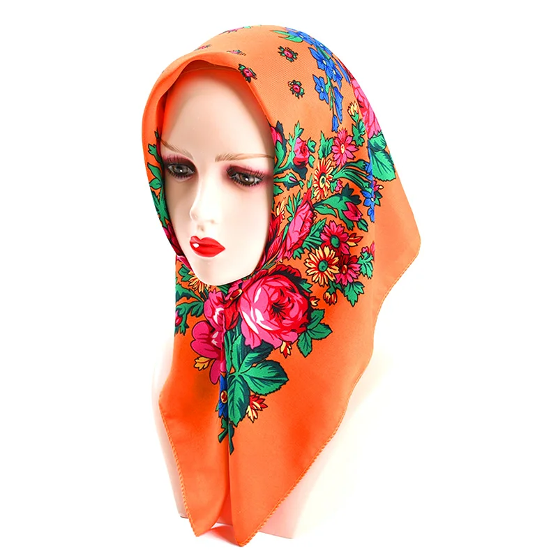 Flower Bandana Vintage Print Boho Square Scarf Neckerchief Women Head Wraps Turban Hijab Ethnic Handkerchief ddmysmile Shawl Headscarf Smile