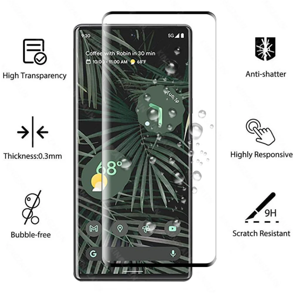 Camera Lens Protective Glass For Google Pixel 7 Pro 5G 9D Curved Tempered Glass Google Pixel 6A 6 Pro Screen Protector Film