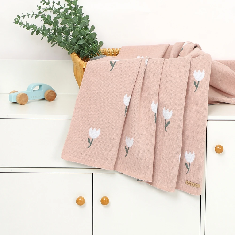 Bedding Soft Jlong Toddler Quilt For Bed Sofa Infant Basket Stroller ddmysmile Blankets Newborn Baby Floral Knitted Swaddle Wrap Blankets Smile