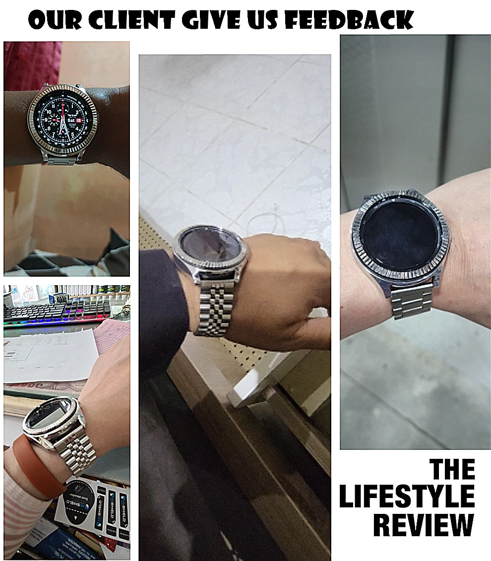 Watch Galaxy for Samsung 4 6 Classic 43mm 47mm Metal Strap+Protective Case+Ring Bezel Band Galaxy Watch 3 45mm 41mm Bracelet smile Strap+Protective Ca