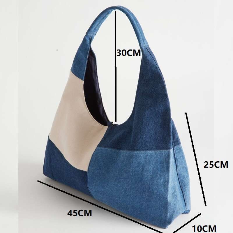 Patchwork Design Women Shoulder Bag Fashion Denim Female Handbags large capacity Jeans big Totes