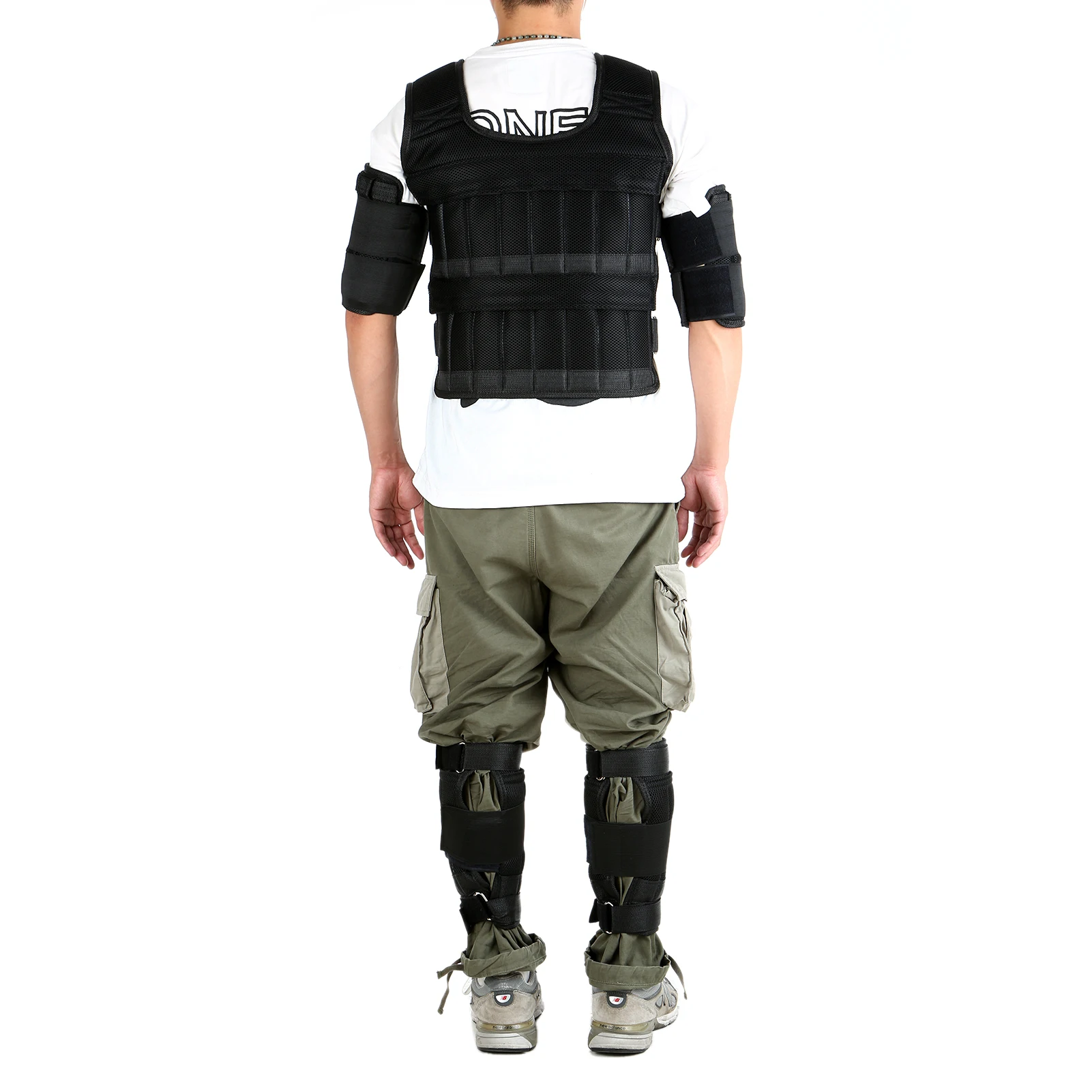 Weight Vest Adjustable 15kg/35kg Exercise Loading Weight Vest Strength Training Jacket with 6kg Leg Weight 5kg Arm Weight smile