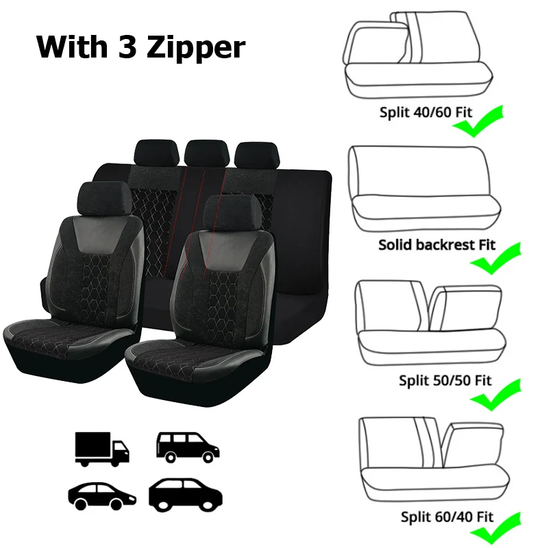 Sponge Universal Flannel 4mm Leather Winter Car Seat Covers Fit for most Car Suv Truck Van Car Accessories Interior smile