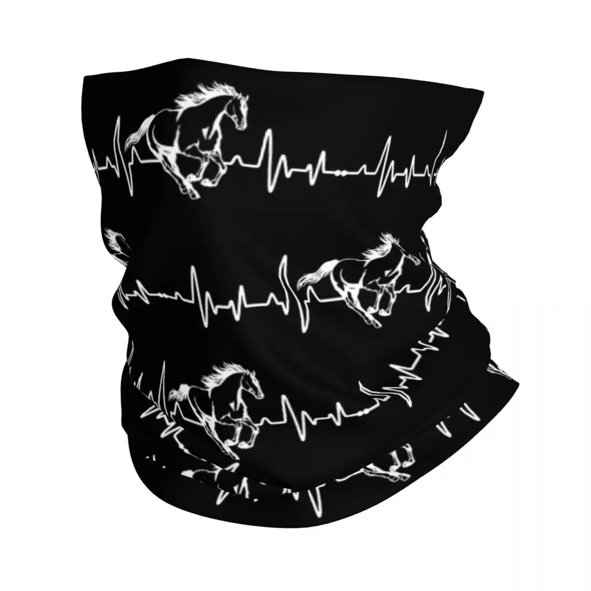Horse Winter Riding Heartbeat Headband Neck Warmer Women Men Ski Cycling Tube Scarf Animal Lover Face Bandana Gaiter smile